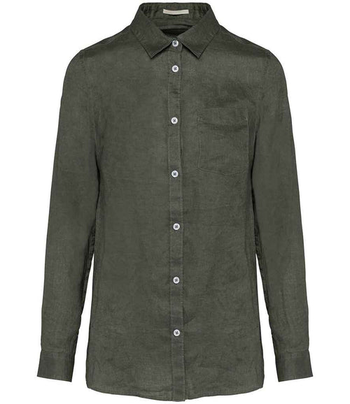 Linen Long Sleeve Shirt: Womens