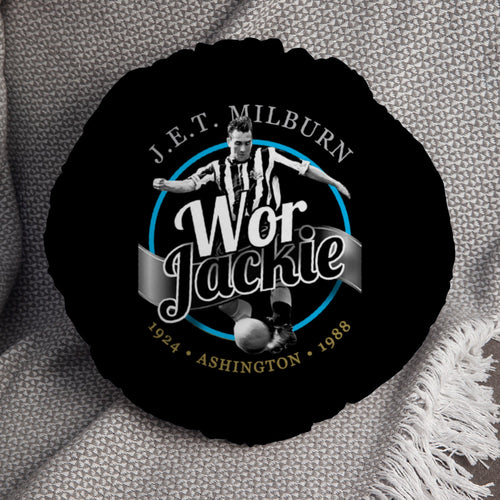 Newcastle Jackie Milburn- Football Legends - Circle Cushion 14"
