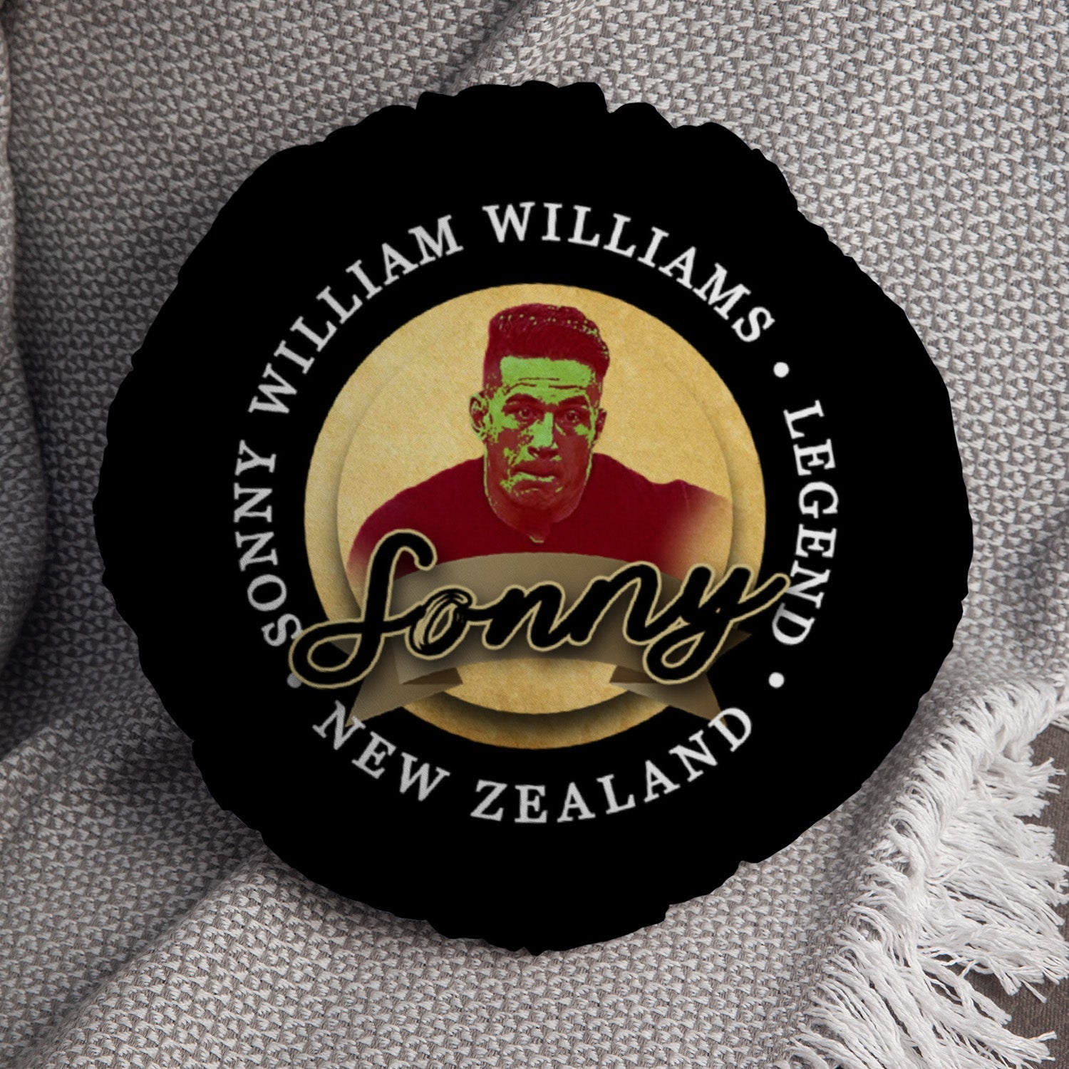 New Zealand Rugby Union Sonny  - Legend Collection - Circle Cushion 14"