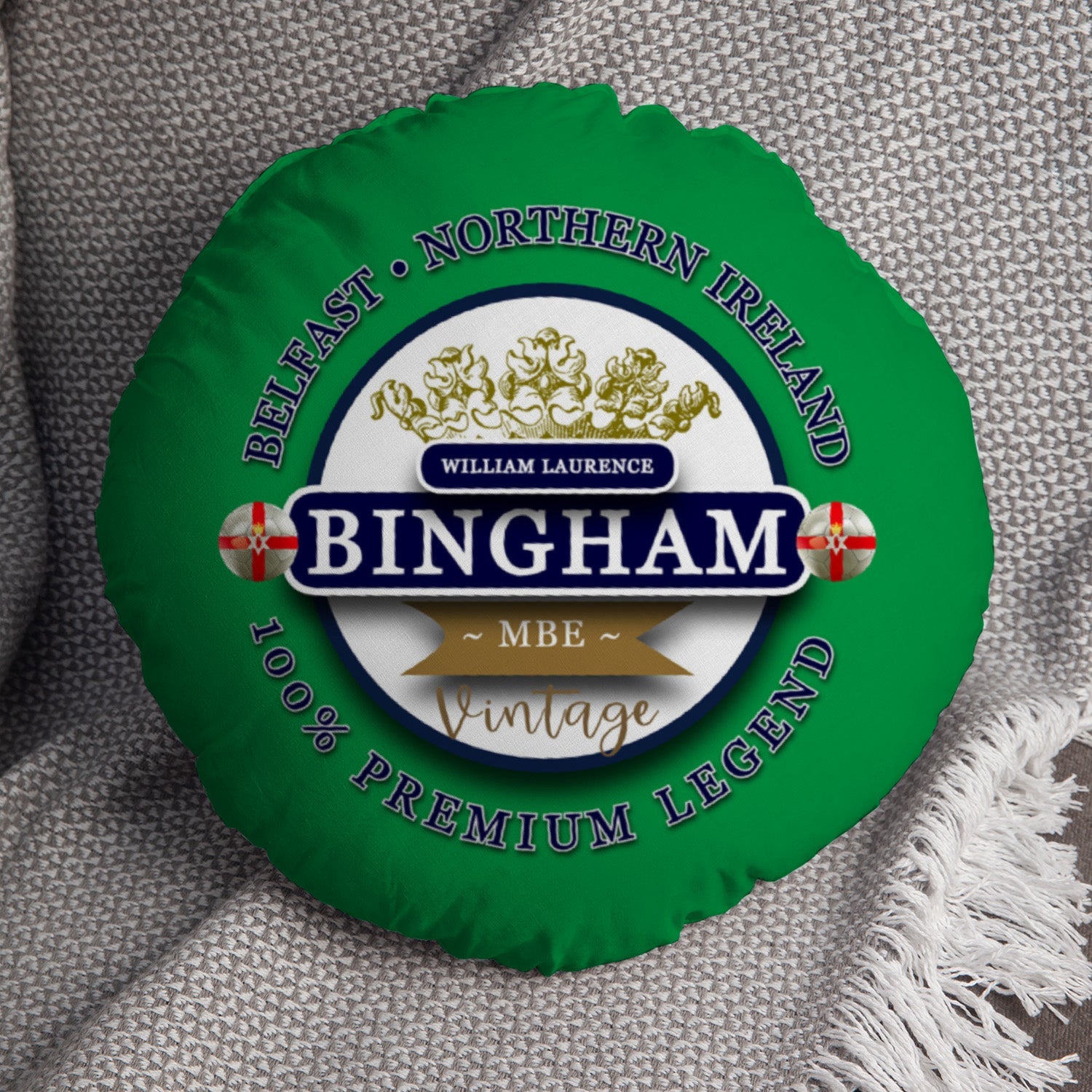 Northern Ireland Bingham  Circle Cushion 14"