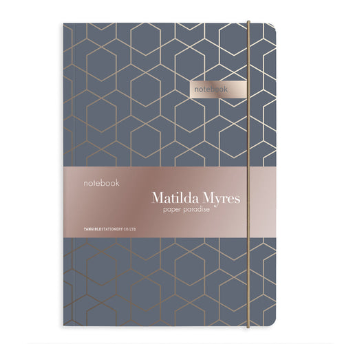 Matilda Myres | A5 Ruled Notebook with Rose Gold Foil | Grey