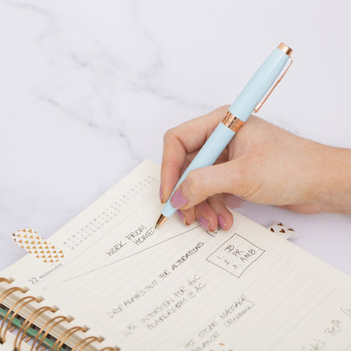 Matilda Myres | Ball Point Pen with Black Ink | Rose Gold & Blue