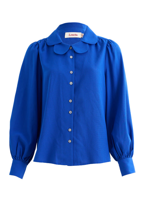 Octavia Crepe Petal Collar Shirt - Blue