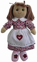 floral rag doll    with pinny heart  19cm