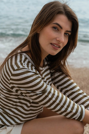 Long Sleeve Striped Linen T-shirt