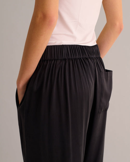 Black Washable Organic Stretch Silk Cuffed Joggers