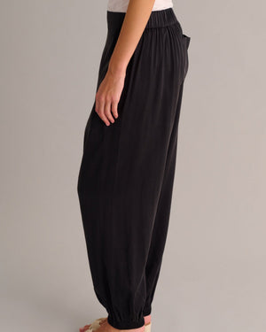 Black Washable Organic Stretch Silk Cuffed Joggers