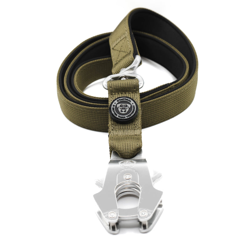 BTactical™ Nylon Frog Clip Dog Lead | Extra-Strong Anti Tangle - Khaki Green