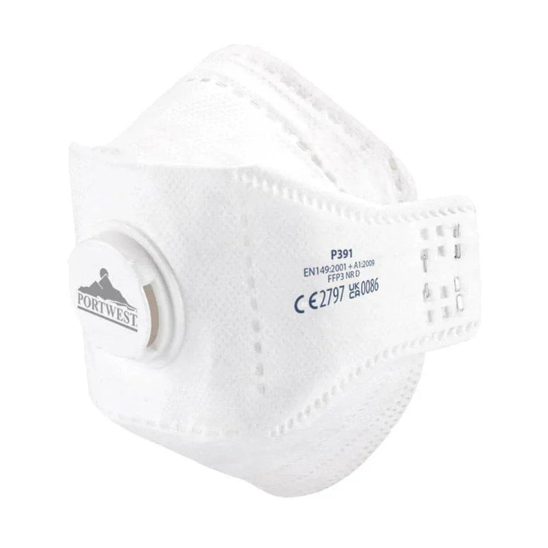 Portwest P391 EAGLE FFP3 Valved Dolomite Fold Flat Respirator (Pack of 10)