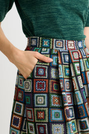 Pasadena 70'S Patch Jacquard Midi Skirt