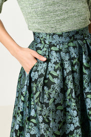 Pasadena Blossom Jacquard Midi Skirt - Black