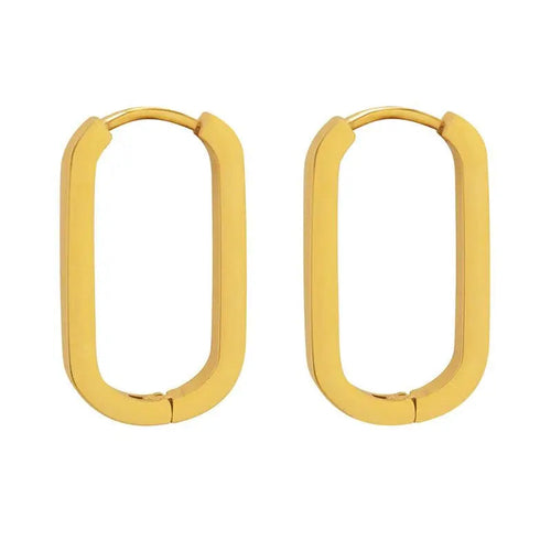 Riley Luxe 18k Gold Plated Hinged Oval Hoop Earrings
