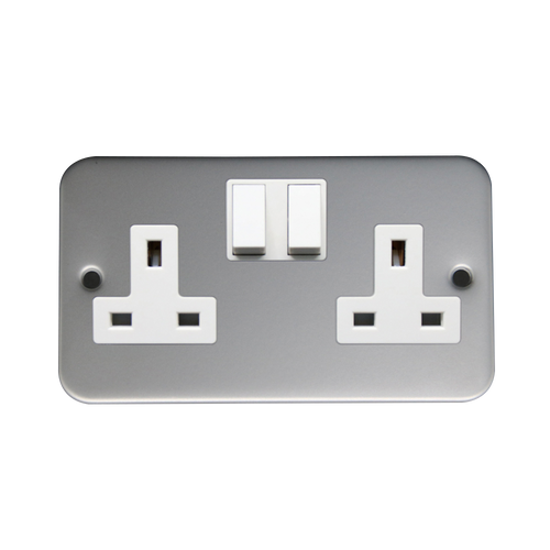 Caradok 2G 13A DP Switched Socket Metalclad