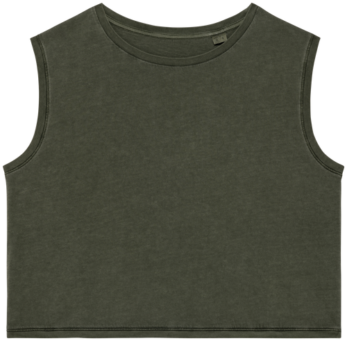Organic Faded Cropped Tank Top: Womens