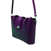 Leather Mini Twist Lock Shopper Bag - Purple