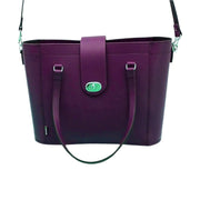 Leather Mini Twist Lock Shopper Bag - Purple