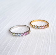 Pastel Rainbow Gemstone Eternity Ring in Sterling Silver