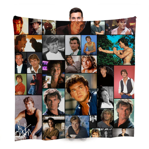 Patrick Swayze Montage Celebrity Fleece Throw - Large Size 150cm x 150cm