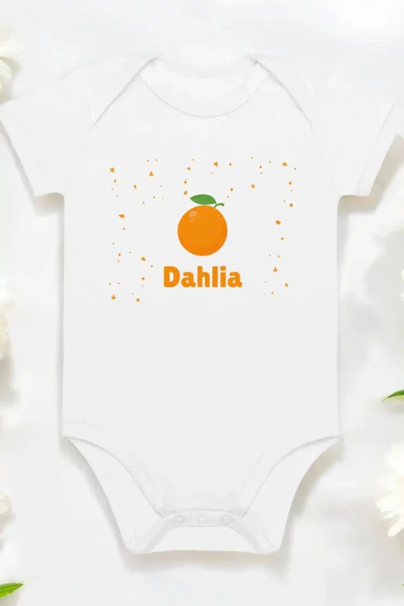 Orange Personalised Bodysuit in White
