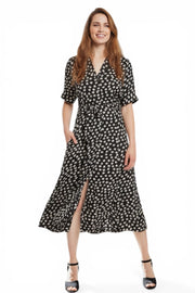 Louche Peta Call Me Print Short Sleeve Midi Shirt Dress