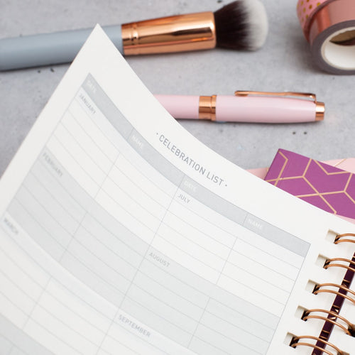 Matilda Myres | 2027 Diary - A5 Weekly Planner with Rose Gold Wiro | Week-to-View in Pink