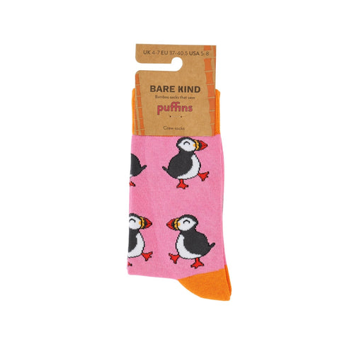 Save the Pink Puffin Bamboo Socks