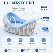 Wicker Deluxe Pod Baby Moses Basket With Stand