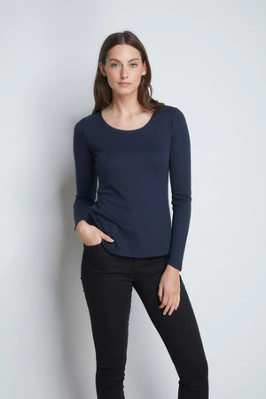 Long Sleeve Cotton Modal Scoop Neck T-Shirt