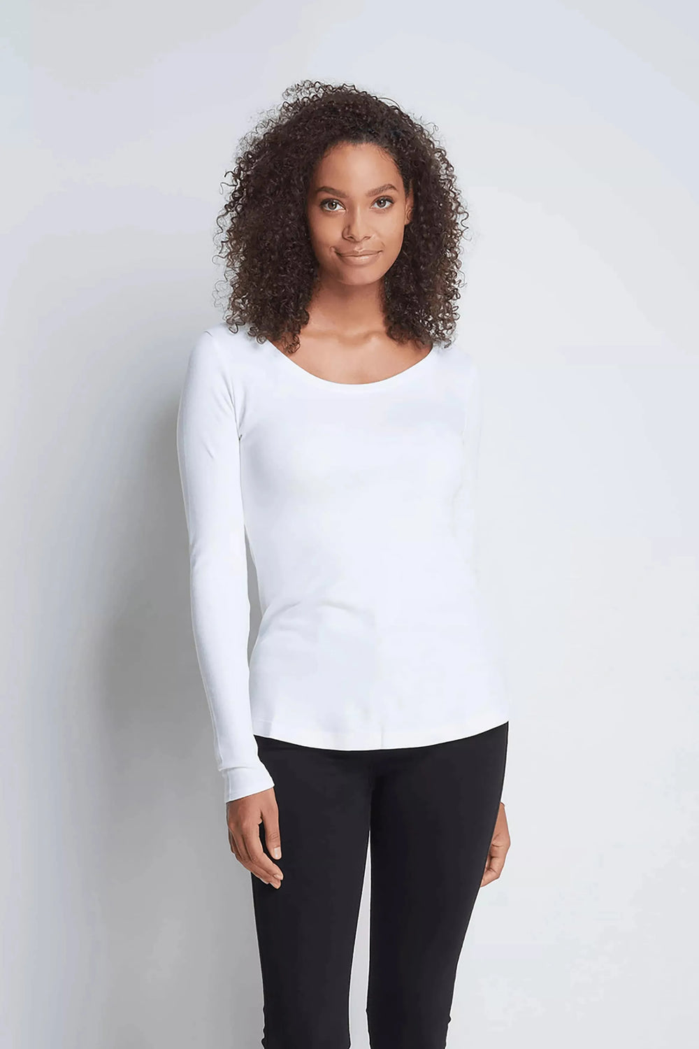 Long Sleeve Cotton Modal Scoop Neck T-Shirt