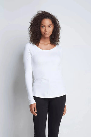 Long Sleeve Cotton Modal Scoop Neck T-Shirt
