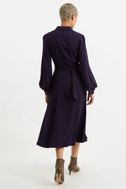 Rebecka Twill Long Sleeve Midi Dress