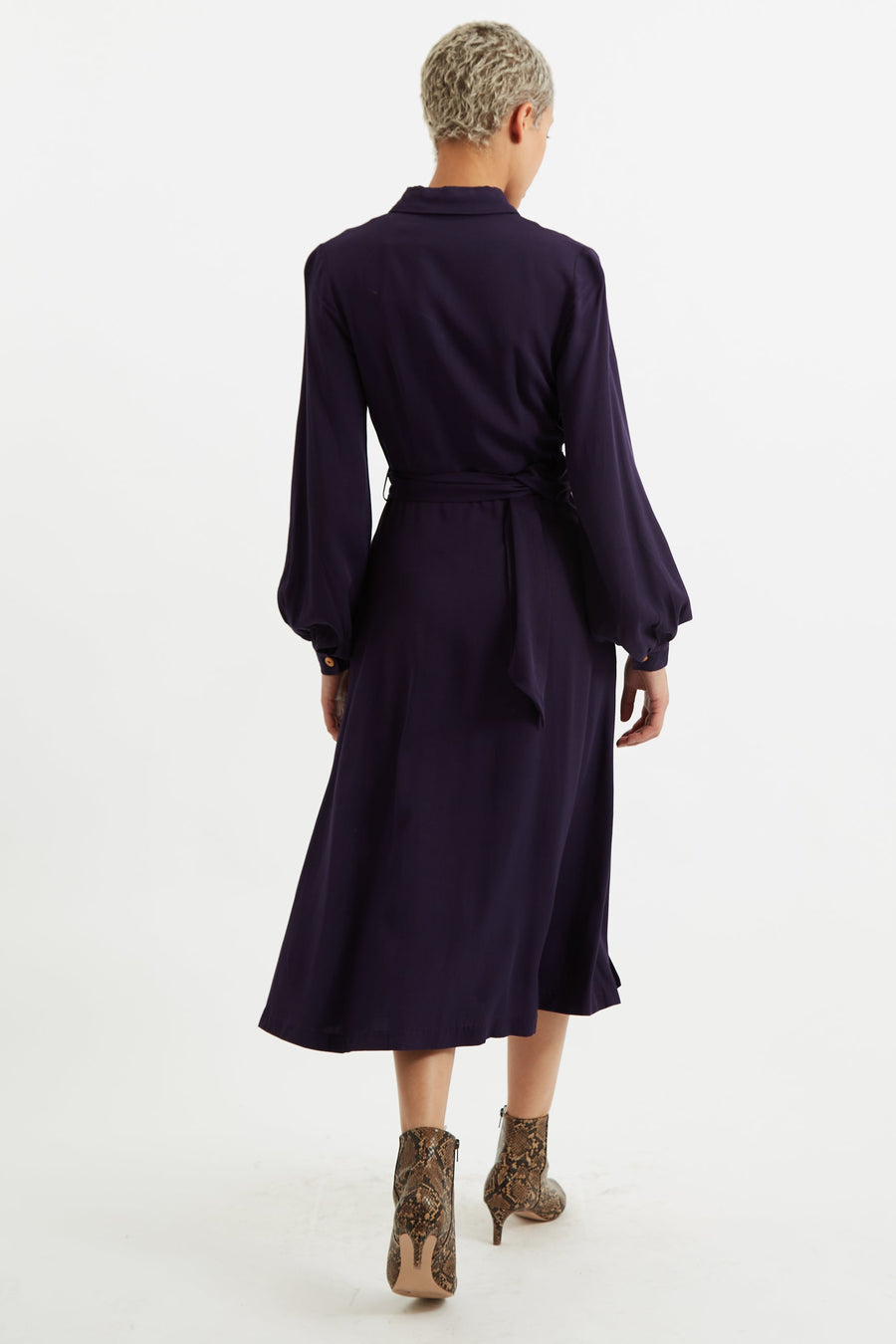 Rebecka Twill Long Sleeve Midi Dress