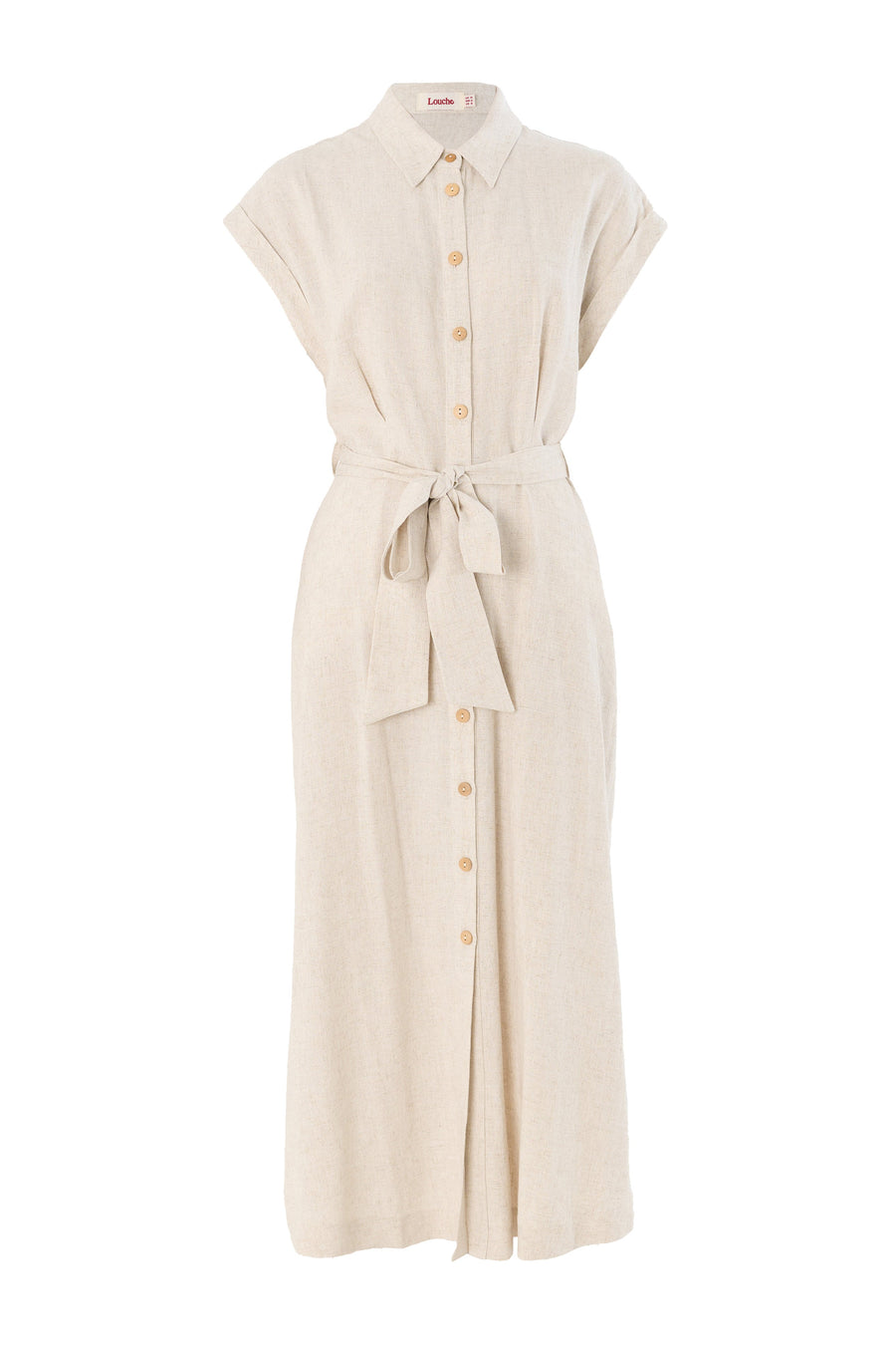 Reese Linen Mix Button Through Midi Shirt Dress - Natural