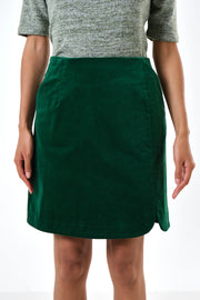 Ria Babycord A-Line Mini Skirt - Dark Green