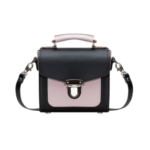 Handmade Leather Sugarcube Handbag - Rose Truffle