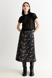 Rufaro Lace Trim Short Sleeve Blouse - Black