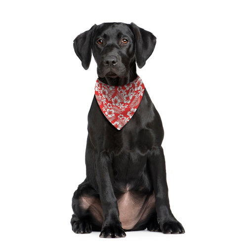Red Hibiscus Hawaiian - Dog Bandana - 4 Sizes