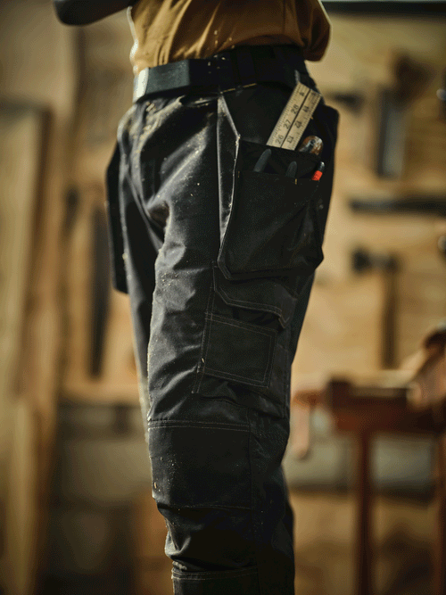 Regatta TRJ335 Hardwear Holster Pocket Kneepad Work Trousers Black 30" Waist / 33" Leg