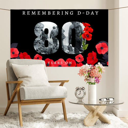 Remembering D-Day 80 Years Poppies | Banner - 3 Sizes