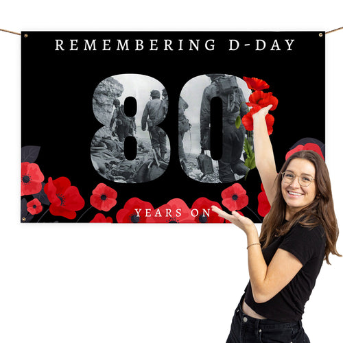 Remembering D-Day 80 Years Poppies | Banner - 3 Sizes