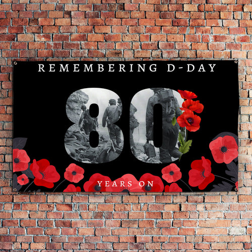 Remembering D-Day 80 Years Poppies | Banner - 3 Sizes