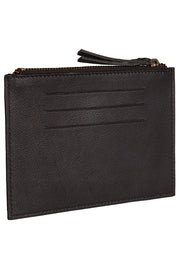 Remi Embroidered Black Leather Coin Purse