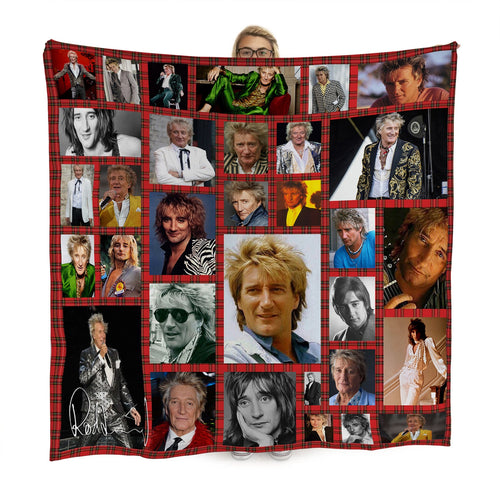 Rod Stewart Montage Fleece Throw - Large Size 150cm x 150cm