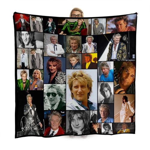 Rod Stewart Montage Fleece Throw - Large Size 150cm x 150cm