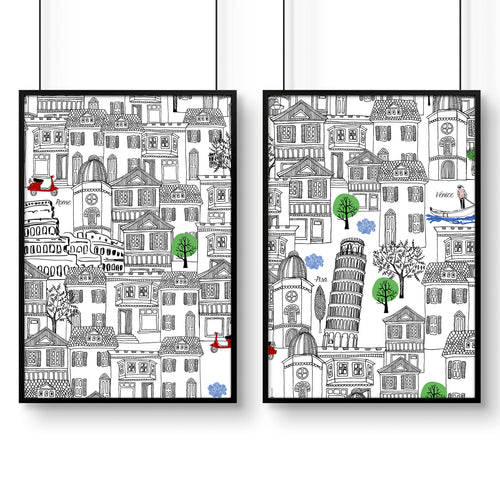 Italy print wall art | set of 2 travel posters