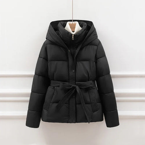 Women's Padded Cotton Thick Winter Coat with Hoodie