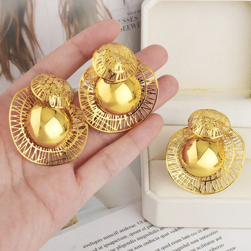 Gold Plated Earrings Ring Set for Women