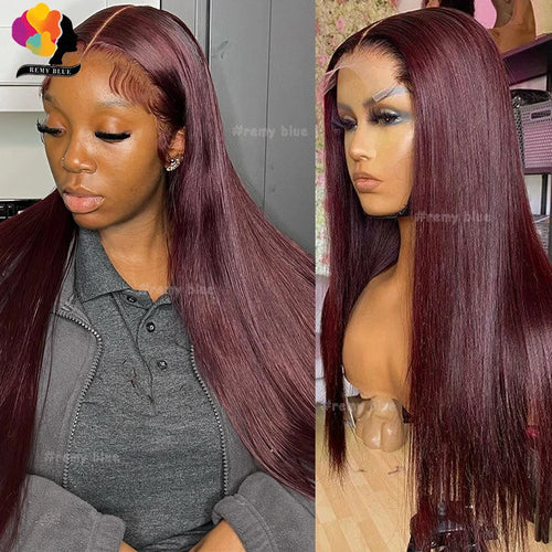 Colored Red Straight Lace Front Human Hair Wig 13x4 13x6 Transparent Lace