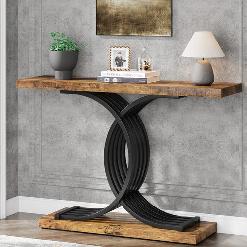 Gold Entryway Table, Modern 39-Inch Console Faux Marble Narrow Wood Sofa with