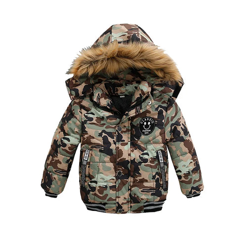 Autumn Winter Hooded Jacket for Kids - Boys & Girls Warm Fur Collar Zipper Outerwear Casual Fashion Baby Coat for Ages 2-6